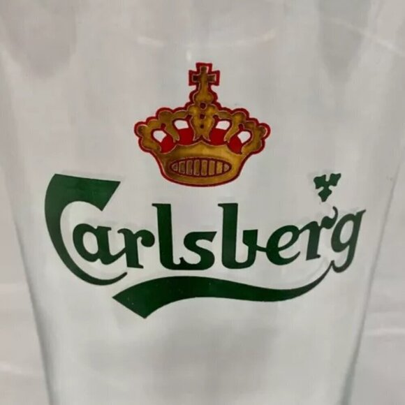 Carlsberg Crown Pilsner Flute 16 oz Beer Pint Glass Gold Rim Vintage EUC - Picture 2 of 12